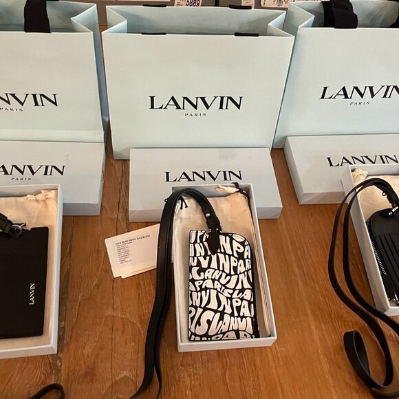 Lanvin Leather Necklace Card holder, black and white psychadelic pattern - Picture 3 of 11